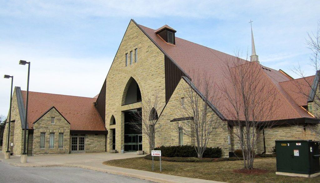 Copper steeple roof on a stone church, commercial roofing St Louis project