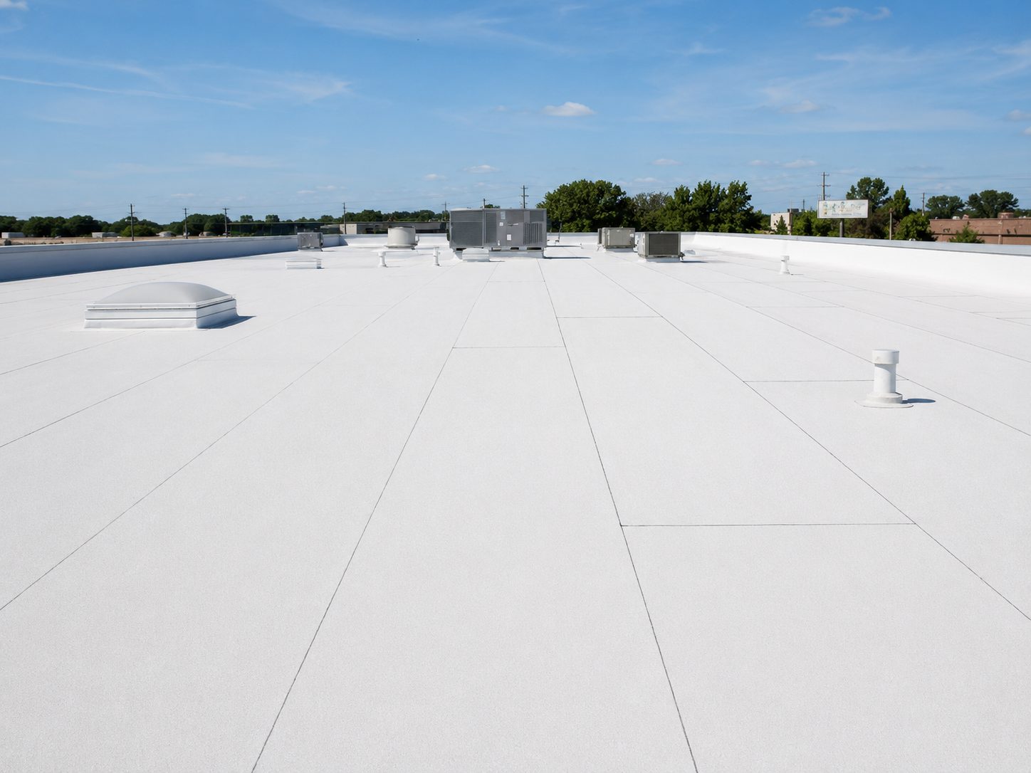 Modified bitumen roof with HVAC units on a commercial roofing St Louis project