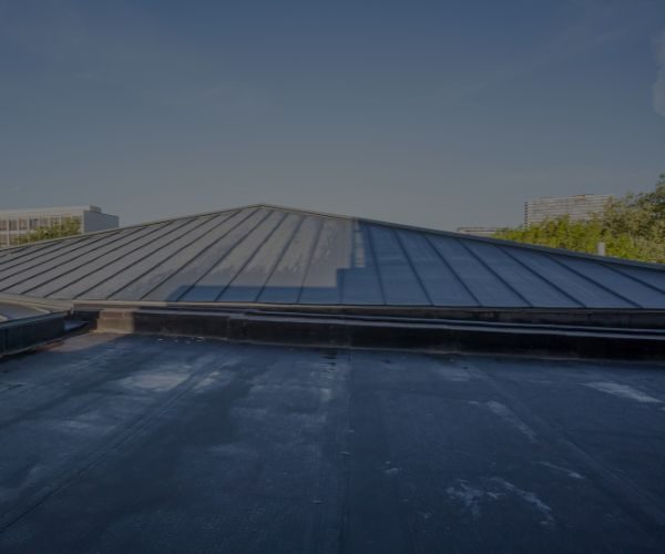 Downtown rooftop skylight detail on a commercial roofing St Louis building