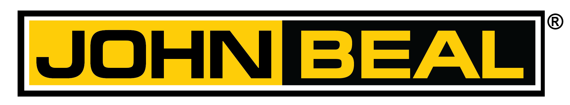 John Beal Roofing rectangle logo in yellow and black